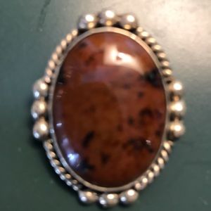 Sterling and brown obsidian  pin/ pendan 🌺55